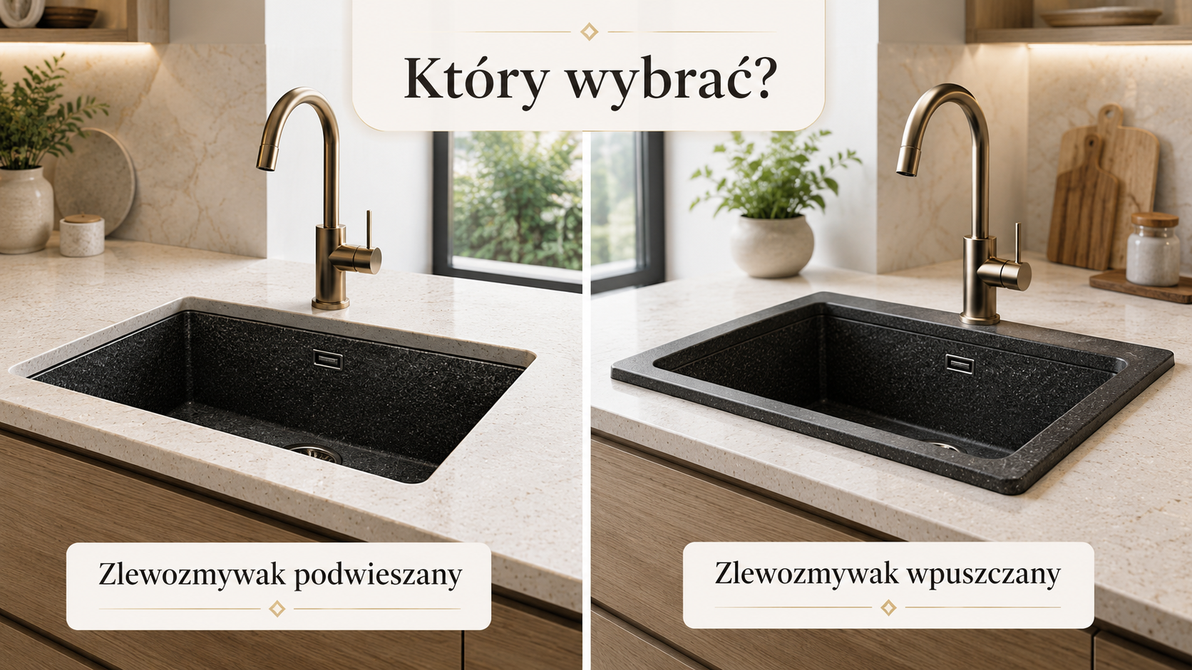 Porównanie zlewozmywaka podwieszanego i wpuszczanego w blat kuchenny