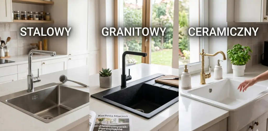 Porównanie zlewozmywaków stalowych, granitowych i ceramicznych do kuchni