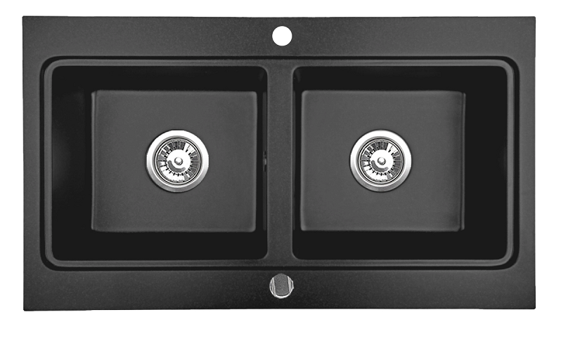 Czarny prostokątny zlewozmywak granitowy Nubiru 20