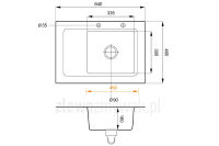Czarny zlewozmywak granitowy Nubiru Prawy  - wymiary