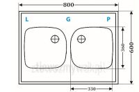 Dwukomorowy zlewozmywak naszafkowy ZGR-02 WYMIARY