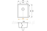 Granitowy zlewozmywak podblatowy Madera 38 - WYMIARY