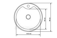 Okrągły zlew kuchenny Bora - rysunek z wymiarami
