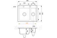 Wymiary zlewozmywaka 1,5komorowego Rico 25