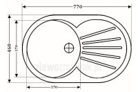 Zlew kuchenny kwarcowy jednokomorowy ZKW-08 - wymiary