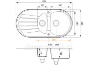 Zlew kuchenny WERBENA 15 - wymiary
