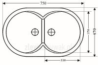 Zlewozmywak granitowy 2komorowy  ZGR-09 - wymiary