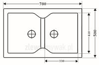 Zlewozmywak granitowy dwukomorowy ZGR-19 - WYMIARY