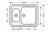 Zlewozmywak kuchenny 1,5komorowy ZKW-04  - WYMIARY
